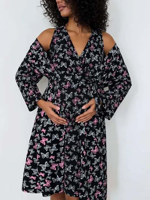 Сорочка и халат для беременных и кормящих в роддом I Love Mum 2