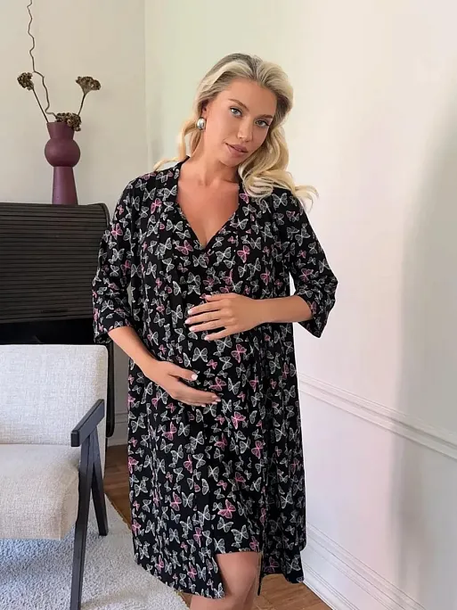 Сорочка и халат для беременных и кормящих в роддом I Love Mum 16