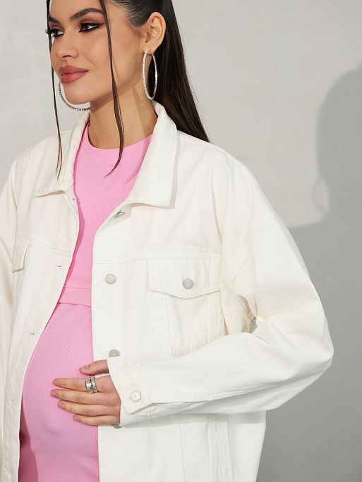 Джинсовая куртка со стразами оверсайз для беременных Дакота I Love Mum 9