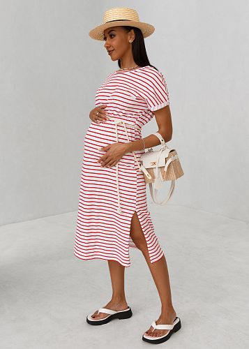 Платье Николс для беременных цвет красный/полоса   I Love Mum