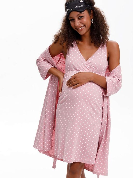 Халат и сорочка для беременных и кормящих в роддом Айрис I Love Mum 30