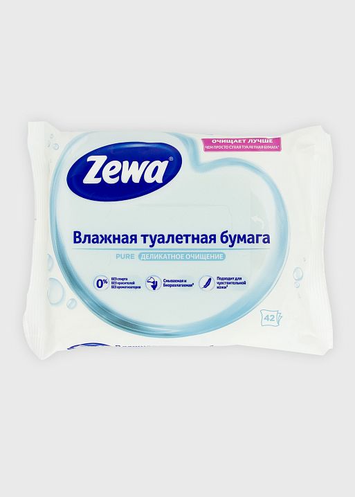 Влажная туалетная бумага ZEWA Pure (42л) I Love Mum 1