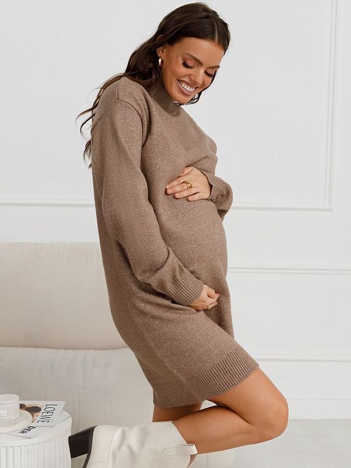 Платье-свитер трикотажное для беременных на осень I Love Mum 4