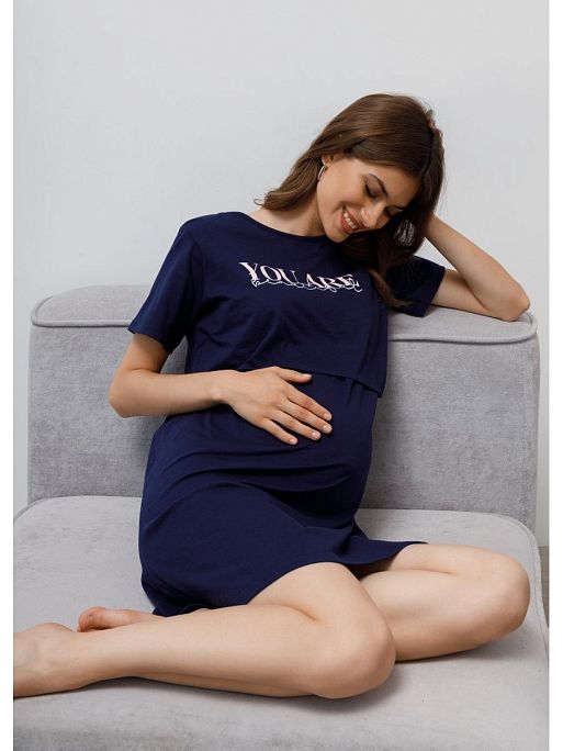 Ночная сорочка для беременных и кормления в роддом Медина I Love Mum 6