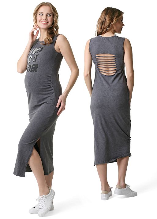 Платье Скрейч для беременных антрацит I Love Mum 1