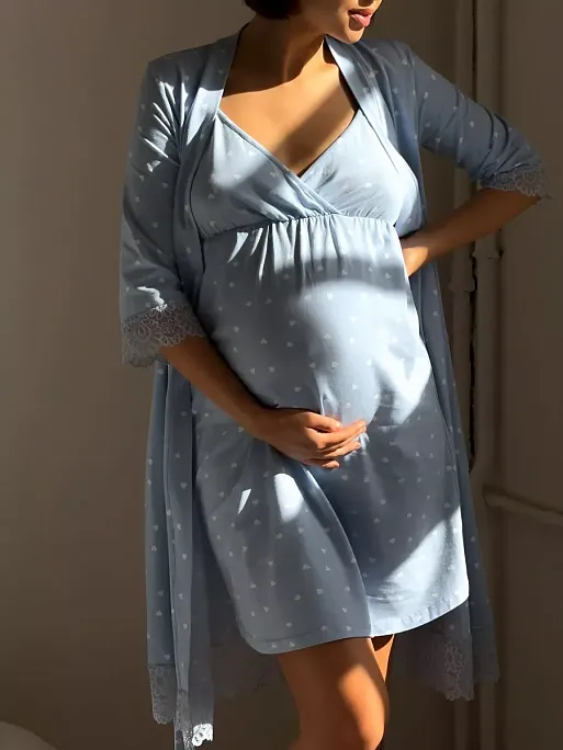 Халат и сорочка для беременных и кормящих в роддом Дольче I Love Mum 4