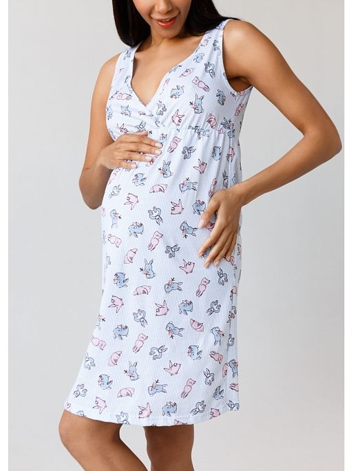 Ночная сорочка для беременных и кормящих; цвет: голубой 4 Ночная сорочка для беременных и кормящих I Love Mum 4