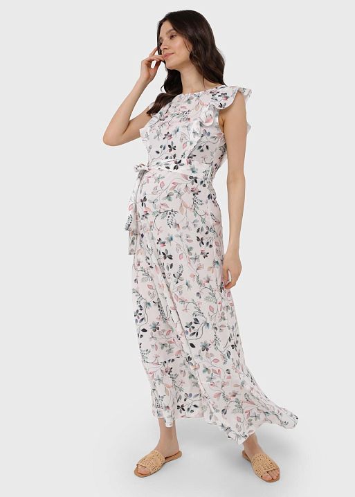 Платье "Амина" для беременных и кормящих; цвет: молочный (ss20) 1