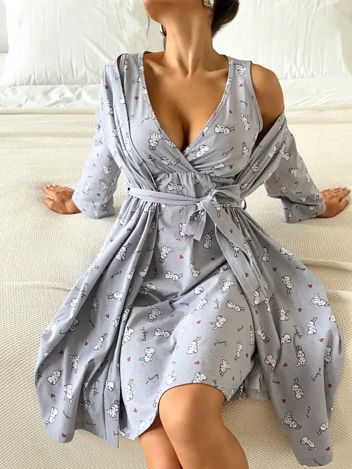 Халат и сорочка для беременных и кормящих в роддом I Love Mum 2