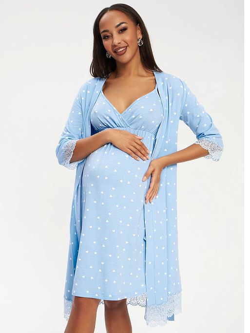 Халат и сорочка для беременных и кормящих в роддом Дольче I Love Mum 3