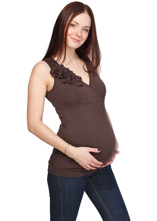 Майка МВ01 коричневая для беременных и кормящих I Love Mum 1