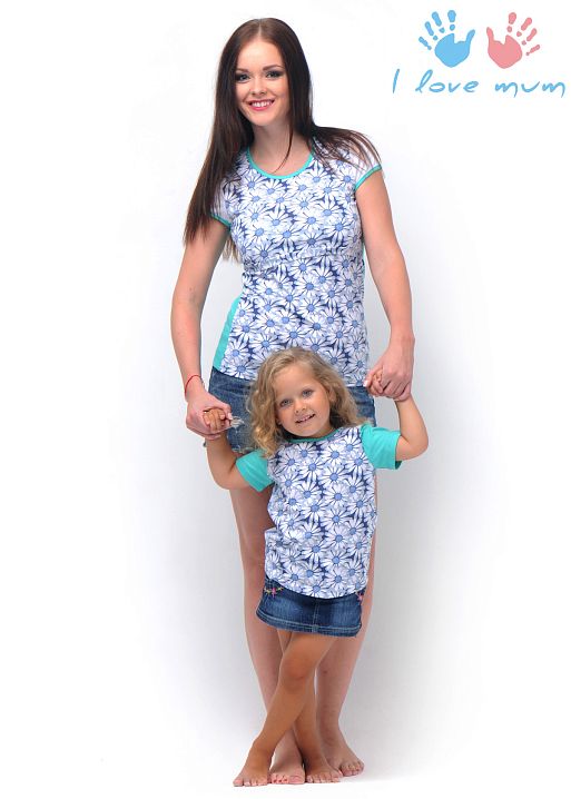 Футболка Классическая ромашки/изумруд для кормящих  I Love Mum 1