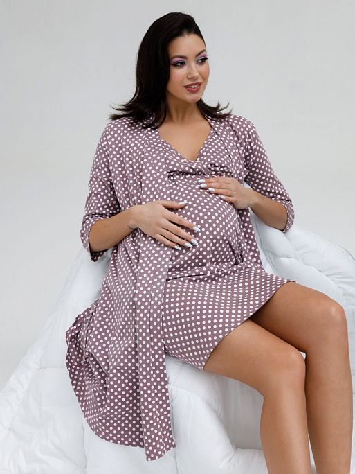 Халат и сорочка для беременных и кормящих в роддом Айрис I Love Mum 7