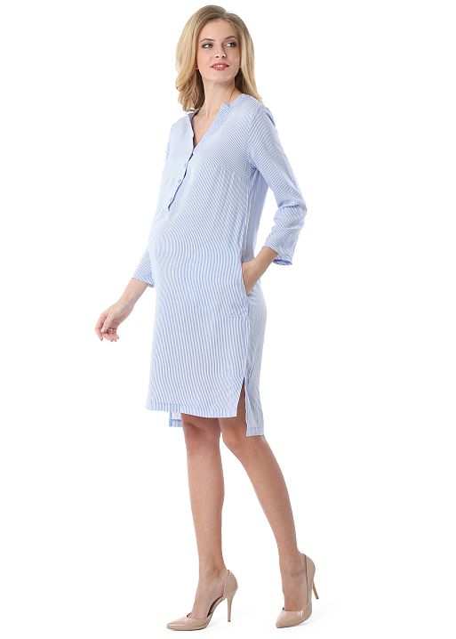 Платье Варно для беременных и кормящих голубой полосы I Love Mum 2