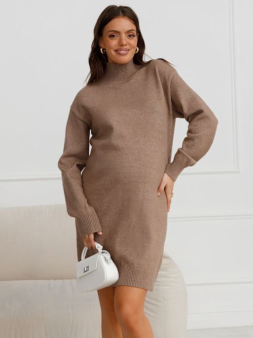 Платье-свитер трикотажное для беременных на осень I Love Mum 5