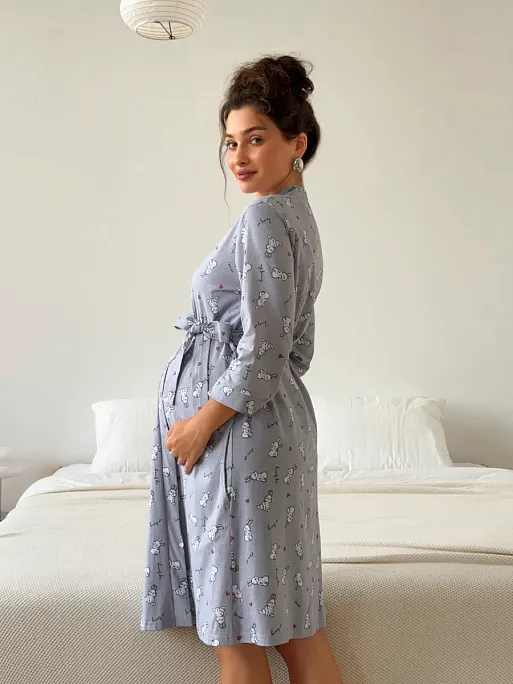 Халат и сорочка для беременных и кормящих в роддом I Love Mum 9