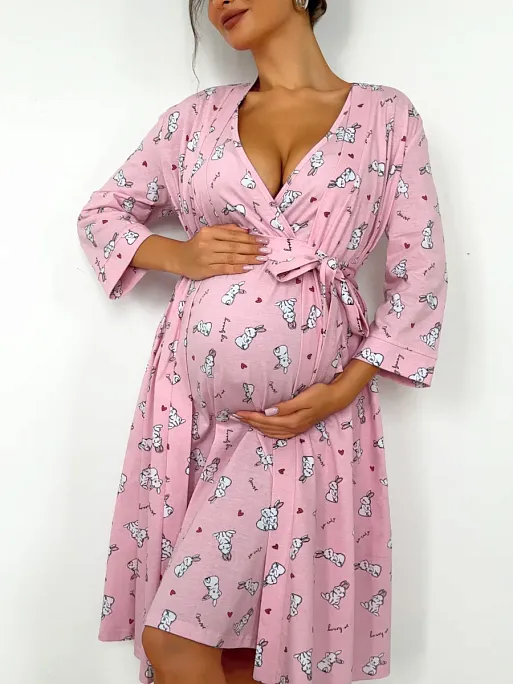 Халат и сорочка для беременных и кормящих в роддом I Love Mum 11