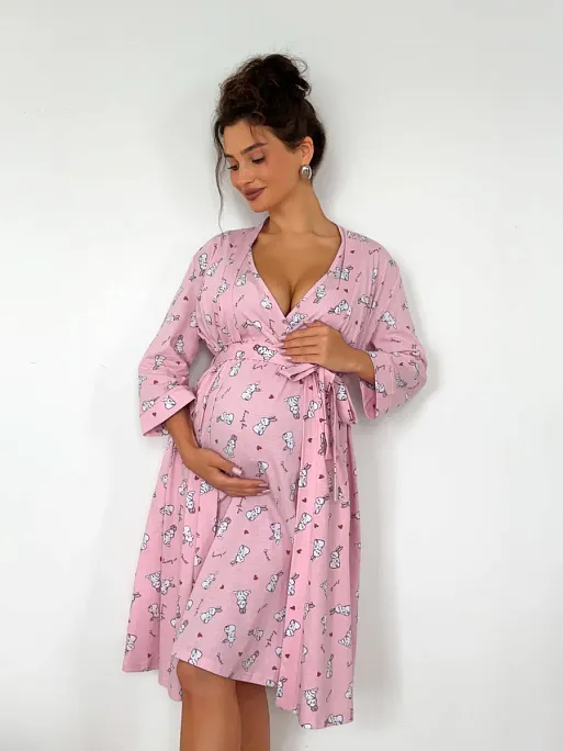 Халат и сорочка для беременных и кормящих в роддом I Love Mum 12