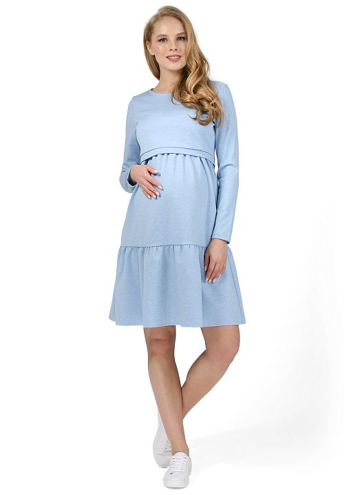 Платье Фиалка для беременных и кормящих денимный меланж I Love Mum 1