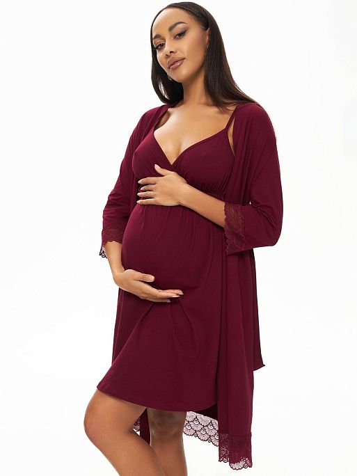 Халат и сорочка для беременных и кормящих в роддом Дольче I Love Mum 7
