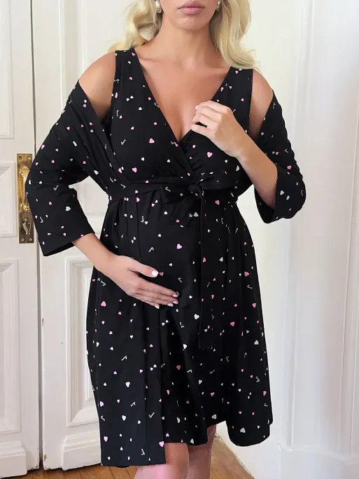 Халат и сорочка для беременных и кормящих в роддом I Love Mum 3