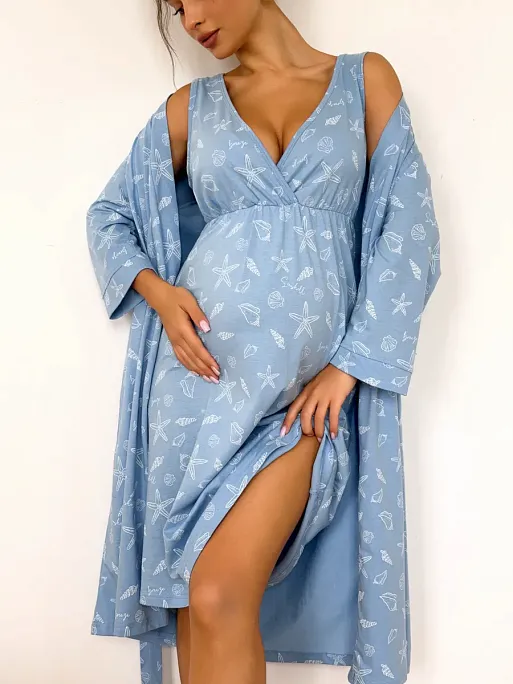 Халат и сорочка для беременных и кормящих в роддом I Love Mum 15