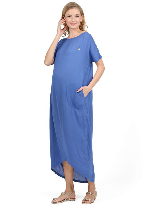 Платье длинное Индиана для беременных васильковый I Love Mum 2