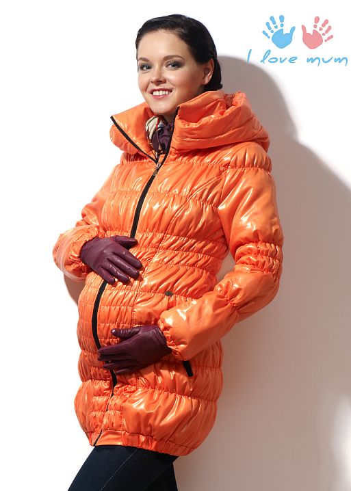 Куртка демис. 3в1 Сандра оранжевая для беременных и слингоношения  I Love Mum 1