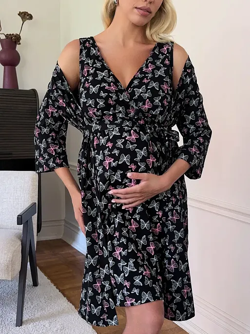 Сорочка и халат для беременных и кормящих в роддом I Love Mum 8