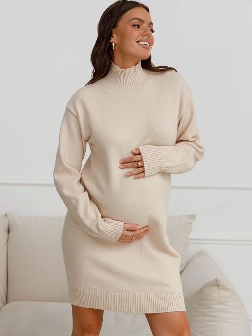 Платье-свитер трикотажное для беременных на осень I Love Mum 1