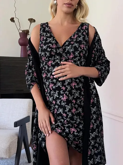Сорочка и халат для беременных и кормящих в роддом I Love Mum 9