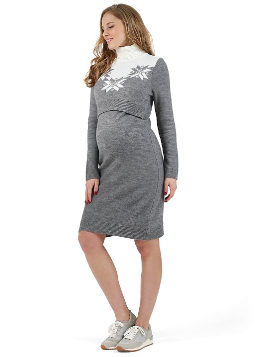 Платье Ричмонд для беременных и кормящих сер меланж I Love Mum 1