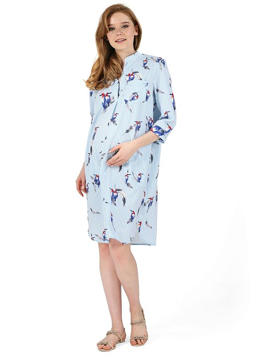Платье Валентина для беременных голубой птицы I Love Mum 2