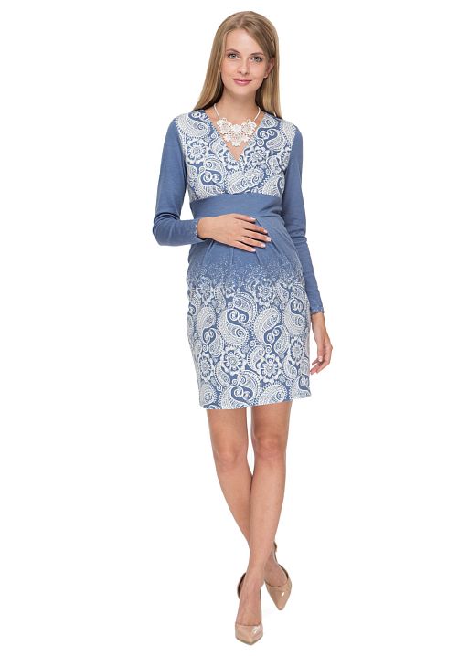 Платье Жасмин голубое с пэйсли для беременных и кормящих I Love Mum 1