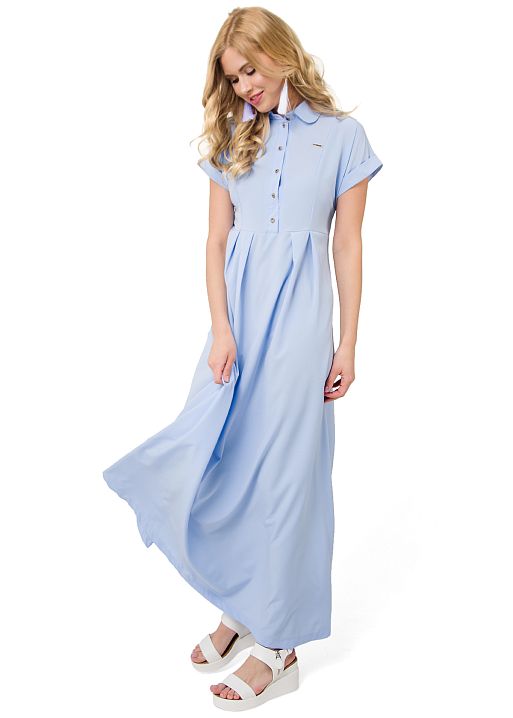 Платье длинное Аламанни для беременных и кормящих голубой I Love Mum 2