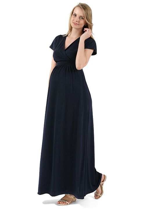 Платье длинное Луиза для беременных и кормящих т.синий I Love Mum 2