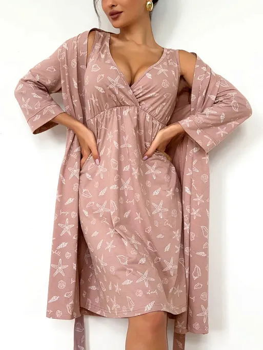 Халат и сорочка для беременных и кормящих в роддом I Love Mum 13