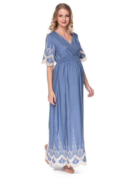 Платье Катарина голубое для беременных и кормящих I Love Mum 1