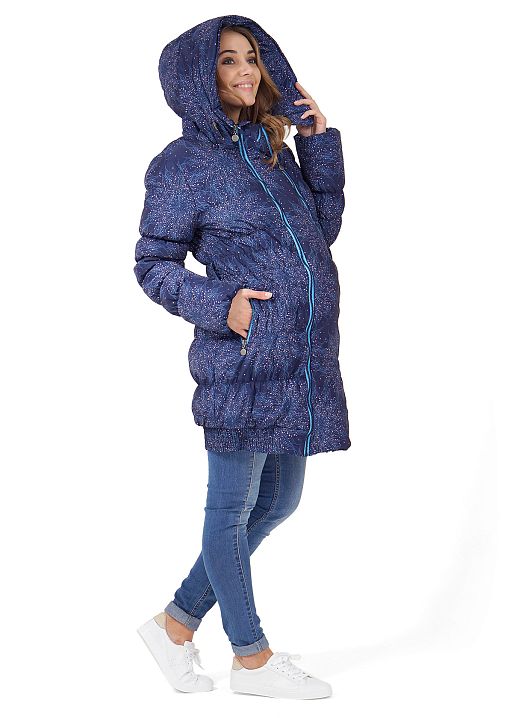 Куртка 3в1 зимн. Исландия цветы на синем для беременных и слингоношения I Love Mum 2