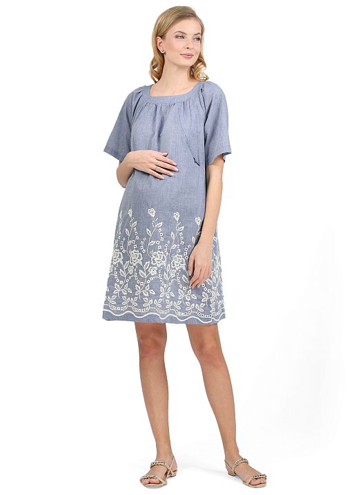 Платье Мария для беременных и кормящих темный деним I Love Mum 2