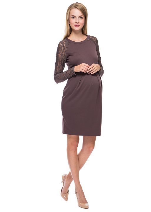 Платье Ажур коричневое для беременных I Love Mum 1