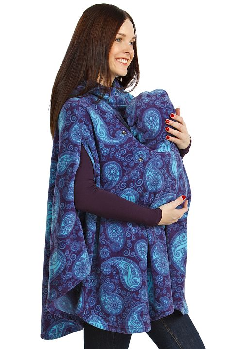 Слингопончо флисовое пейсли бирюзовые I Love Mum 1