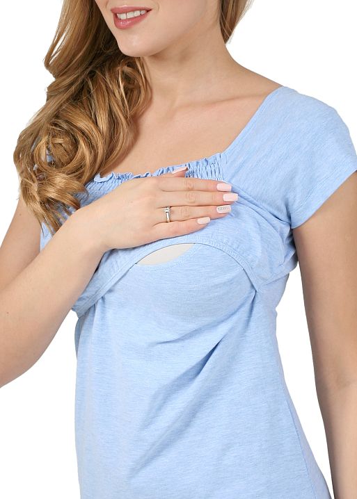 Ночная сорочка Диана для беременных и кормящих голубой меланж I Love Mum 3