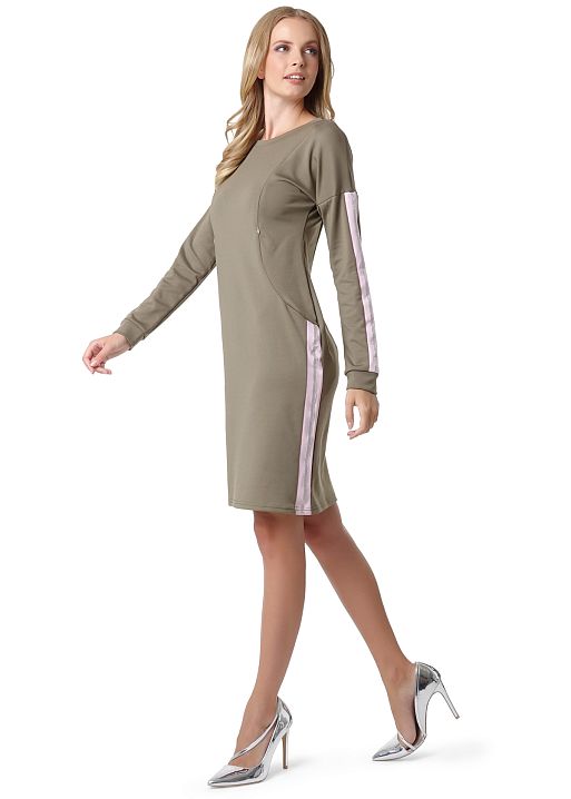 Платье Рита для беременных и кормящих оливковый розовый I Love Mum 3