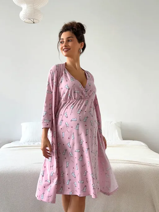 Халат и сорочка для беременных и кормящих в роддом I Love Mum 17