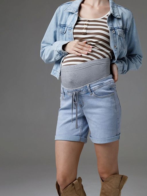 Шорты для беременных джинсовые летние Дубаи I Love Mum 1