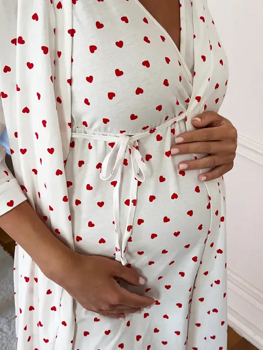 Сорочка и халат для беременных и кормящих в роддом I Love Mum 13
