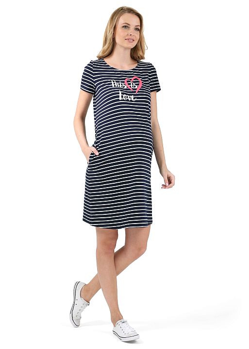 Платье Евдокия для беременных синий белый I Love Mum 1