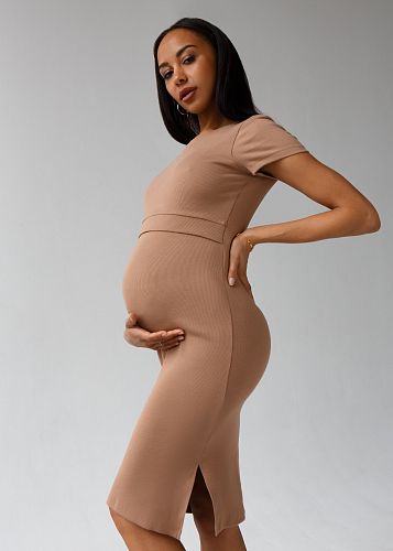 Платье Бланш для беременных и кормящих цвет глина   I Love Mum