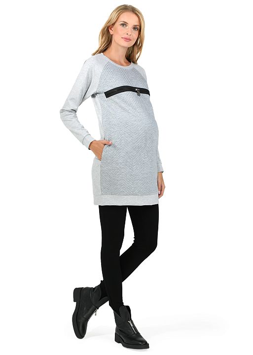 Туника Лорана для беременных и кормящих серый меланж I Love Mum 1